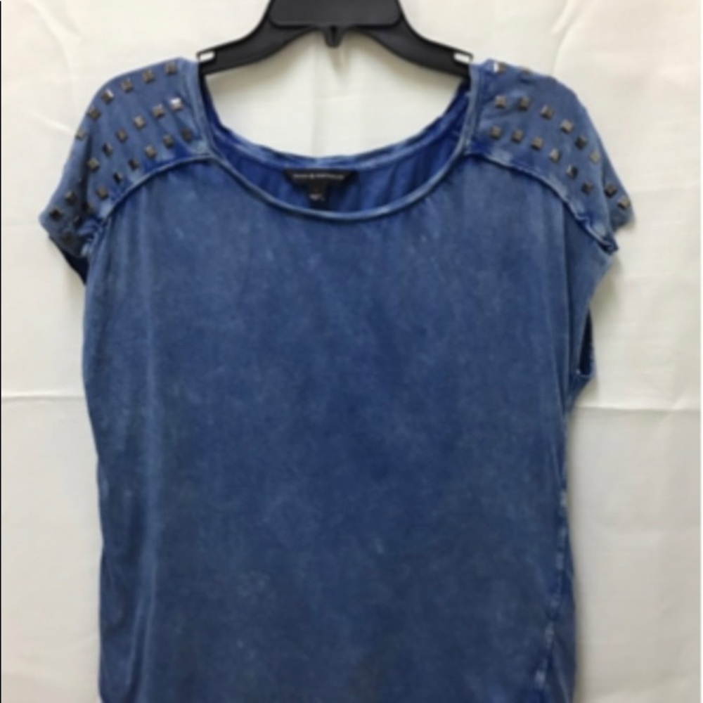 ROCK & REPUBLIC acid wash studded blouse size small